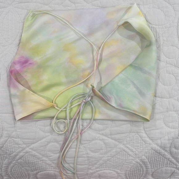 Zara Tie Dye Satin Cowl Neck Crop Top - Picture 5 of 5